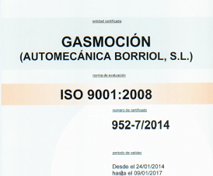 Automecánica Borriol S.L., taller colaborador de Gasmocion con la certificación ISO 9001 de Calidad