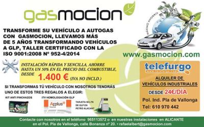 Oferta especial: Transforma tu vehículo a autogas/GLP con Gasmocion Alicante y elige entre tres regalos